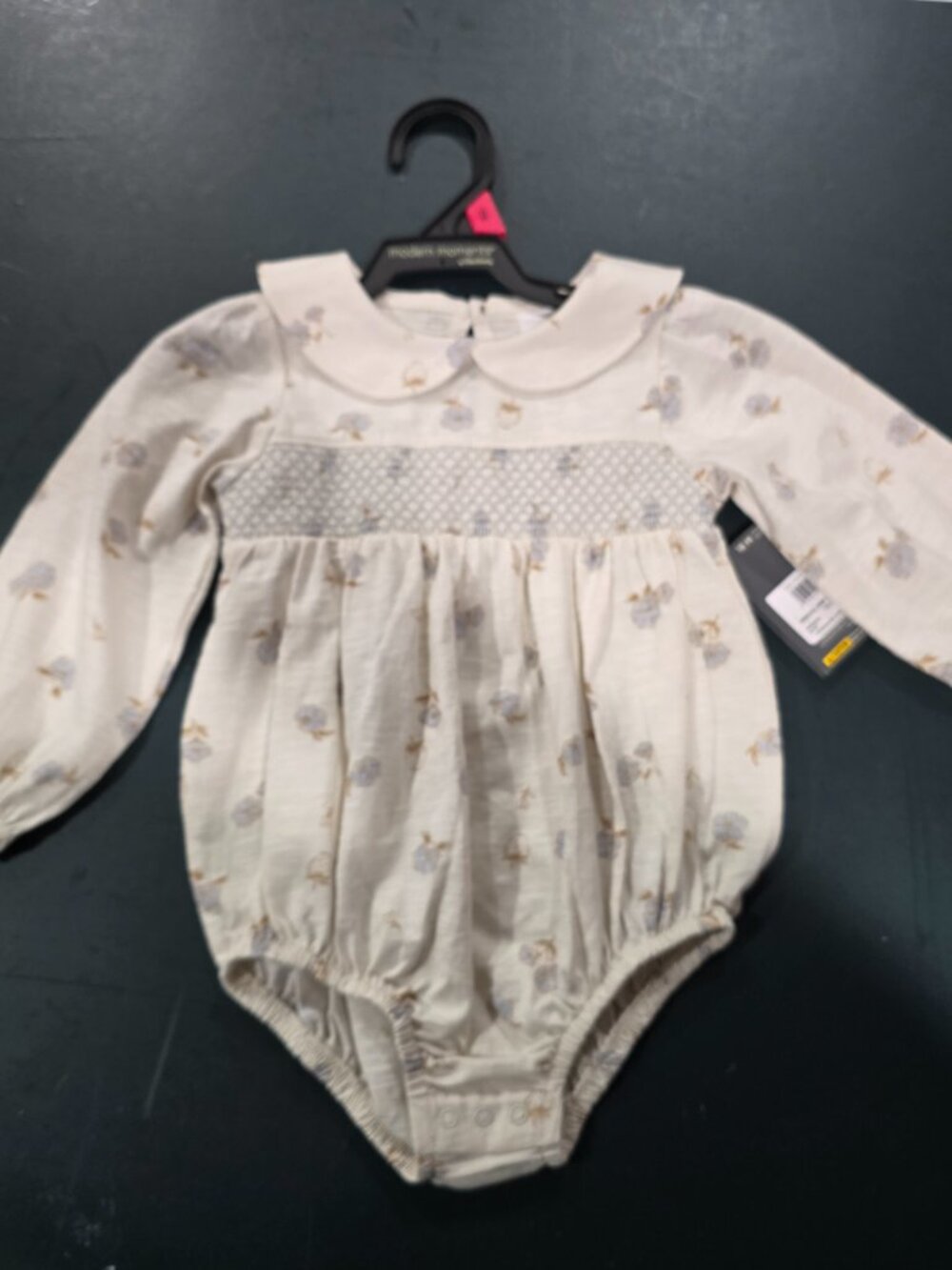 NWT Modern Moments by Gerber Floral Smocked Bubble Romper 18M Peter Pan Collar